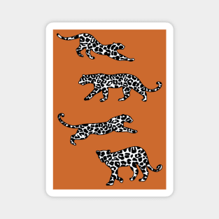 Leopard Shapes Pattern, Black and White, on Burnt Orange Magnet