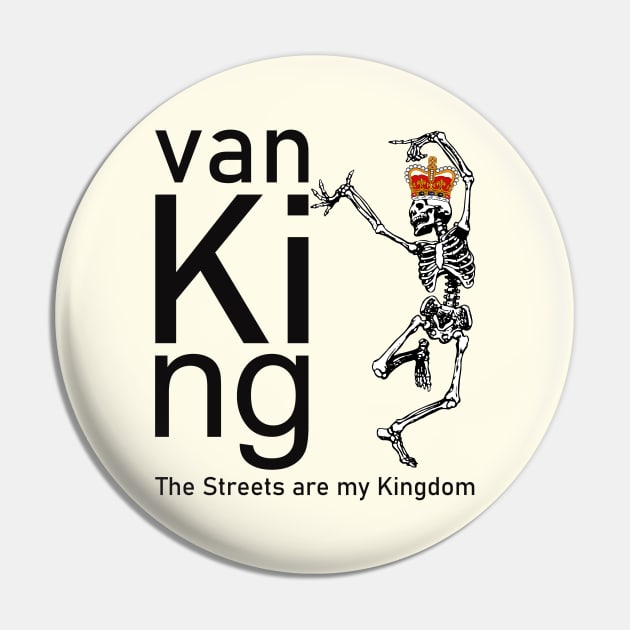 van King - The Skull King Dance - Black and White Pin by vanKing