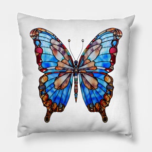 Stained Glass Colorful Butterfly #3 Pillow