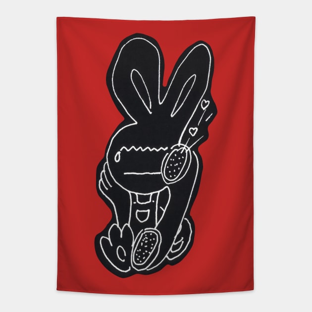 rabbit on the phone Tapestry by kakebakeri podcast