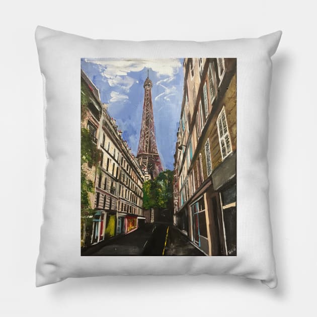 Paris, A View Of The Eiffel Tower Pillow by golan22may