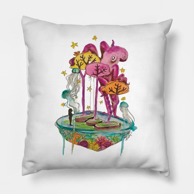 Jellyfish Dreams Pillow by Works of Autumn