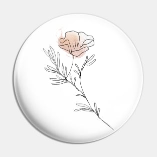 One Line Flower Botanical Abstract Pin