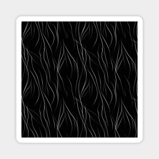 Monochrome Elegance: White Abstract Lines on Black Magnet