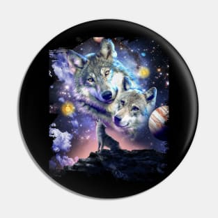 Cosmic Space Wolf Pin