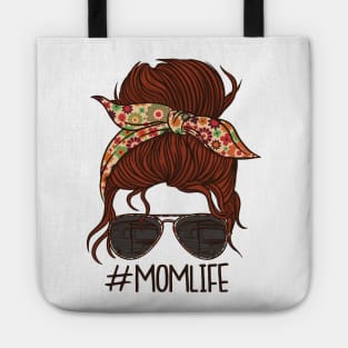 Hashtag Momlife Vintage Sunglasses Floral Bow Messy Bun Mothers Day Gift Ideas Tote