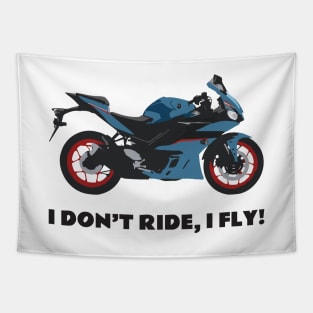 I don't ride, I fly! Yamaha YZF-R3 Aquamarine Tapestry