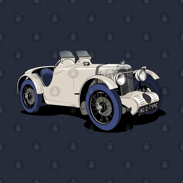 MG C-Type Vintage Racing Car by Webazoot