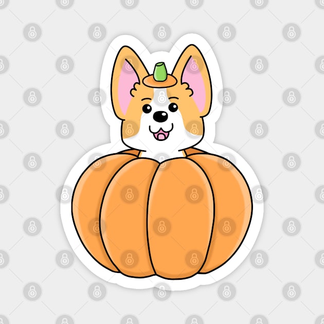 Corgi Pumpkin Halloween Magnet by DimensionC169