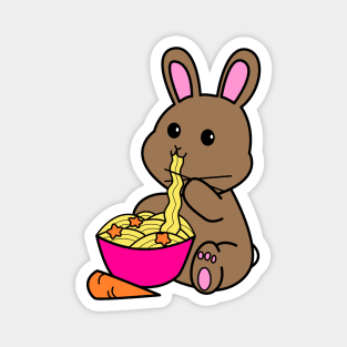 Chibi Bunny Eating Carrot Ramen Magnet