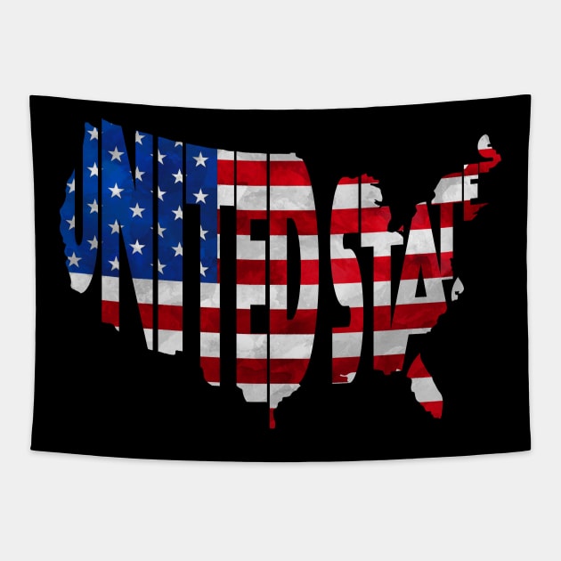 United States of America Typo Map Tapestry by inspirowl