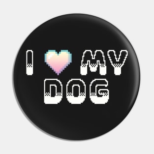 I Heart My Dog Video Game Graphic White Pin