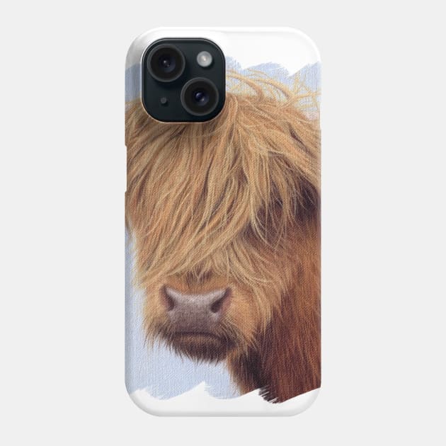 Highland Cow Painting Phone Case by rachelstribbling