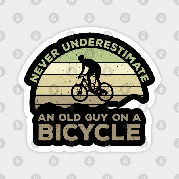 Never Underestimate An old Guy On A Bicycle - Christmas Gift Idea Magnet by Zen Cosmos Official