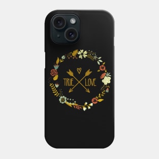 True Love Floral Gold Arrows Autumn Wreath Phone Case