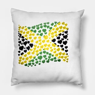 Heart shapes Jamaica Flag colors colours Jamaican Pillow