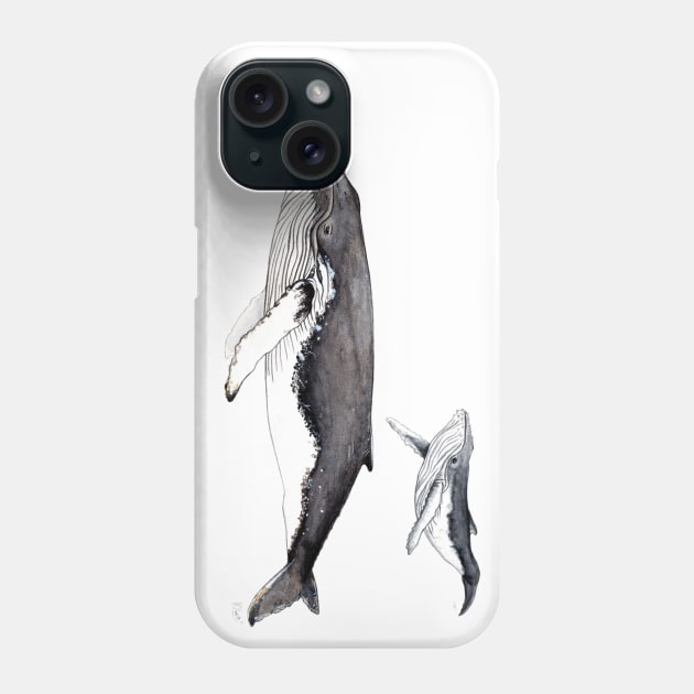 Humpback whale and baby Phone Case by chloeyzoard