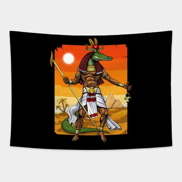 Egyptian Mythology God Sobek Tapestry by underheaven