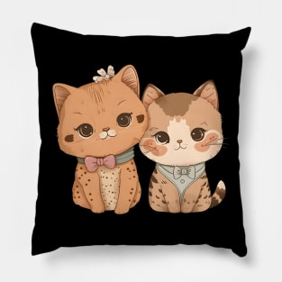 Cute cat couple Pillow