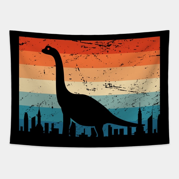 Retro Long Neck Dinosaur Brontosaurus Tapestry by MeatMan