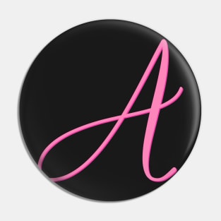 Letter A Hot Pink Initial Pin