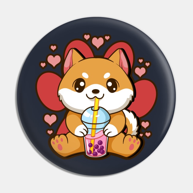 Bubble Tea Shiba Inu Boba Kawaii Anime Japan Pin by E