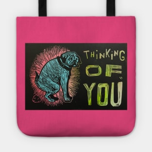 thinking of you dog poop sarcastic pop art pug bulldog Tote