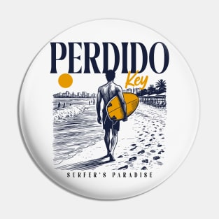 Vintage Surfing Perdido Key, Florida // Retro Surfer Sketch // Surfer's Paradise Pin