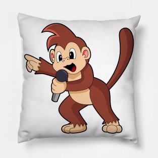 Monkey as Singer with Microphone Pillow