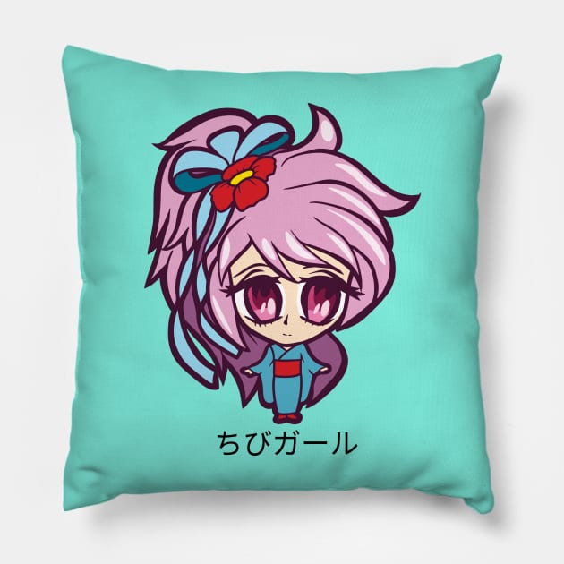 Chibi kawaii girl Pillow by Hrystyne