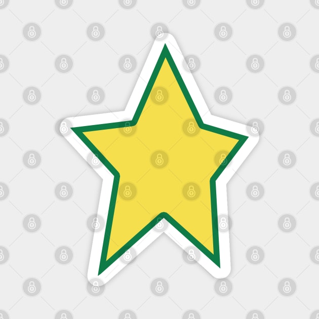 Yellow Star Green Out Line Graphic Magnet by ellenhenryart
