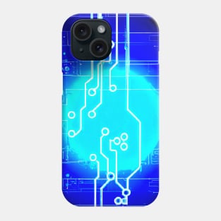 Blue circuit board Phone Case