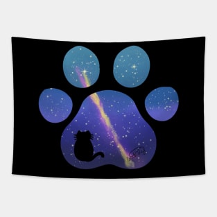 Galaxy Cat Paw Print Tapestry