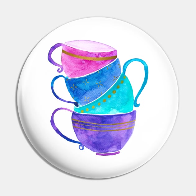 Pink, purple and turquoise tea cups Pin by Home Cyn Home 