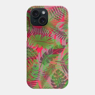 Tropical leaves in a colored gradient background Phone Case