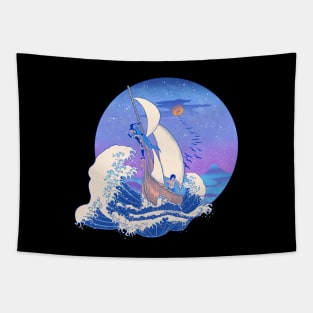 Great Wave Benders Dusk Tapestry