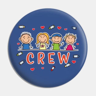 Kinder Crew Kids Friends Pre-K School Preschool Team Pin