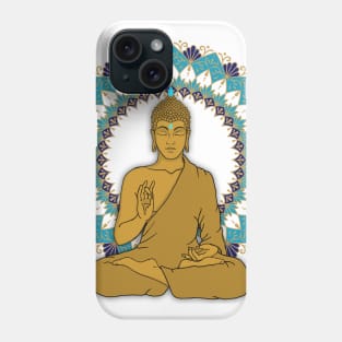 Mandala Abhaya Mudra Golden Buddha Phone Case