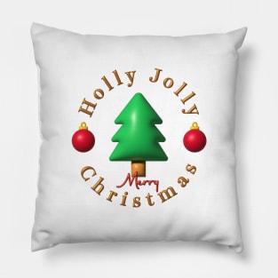 Holly Jolly Merry Christmas Tree Lettering Pillow
