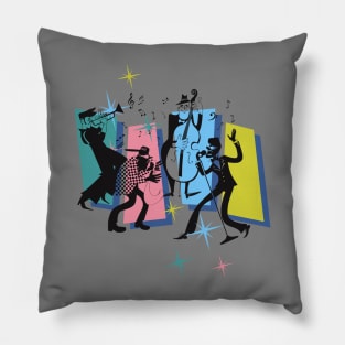 Retro Jazz Band - Mid-Century Modern Pillow