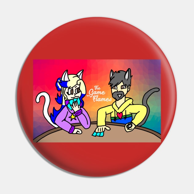 The Game Flames - Rainbow Background Pin by thefangirl