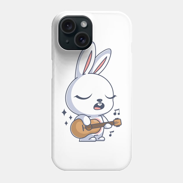 Cute bunny singing and playing guitar Phone Case by Wawadzgnstuff