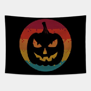 Halloween Pumpkin Retro Sunset Vintage Tapestry