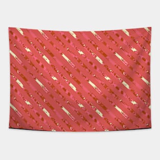 Watermelon and cream watercolour stripe Tapestry