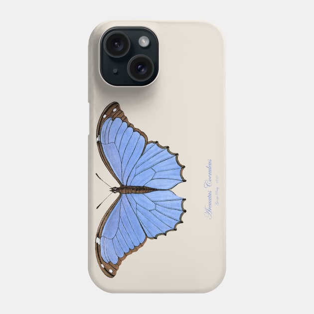 Butterfly - Menelaus Blue Morpho, Morpho Menelaus Coeruleus or Arcuatus Coeruleus Phone Case by SPJE Illustration Photography