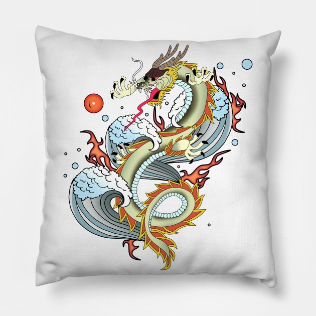 dragon vintage Pillow by MARK ASHKENAZI