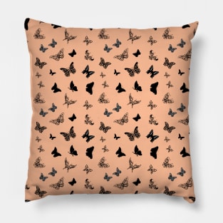 Butterflies on a Peach Background Pillow