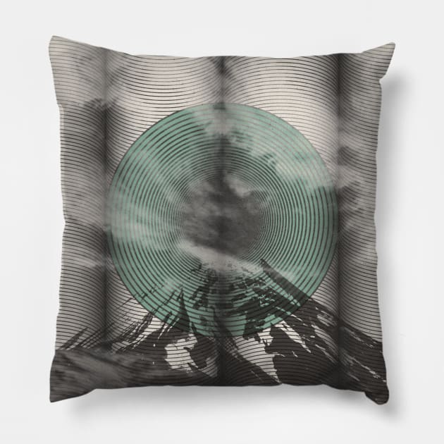 Cloudy Mountain Scrolls Pillow by M. Pidgeon Design