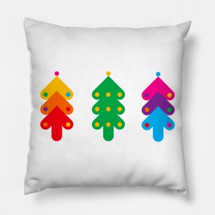 Merry Christmas with colorful Christmas trees, version one Pillow