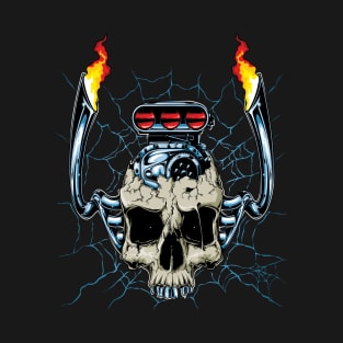 skull with car engine and nitro T-Shirt